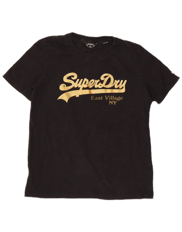 Superdry ženska majica kratkih rukava s grafičkim motivima UK 12 srednje crni pamuk