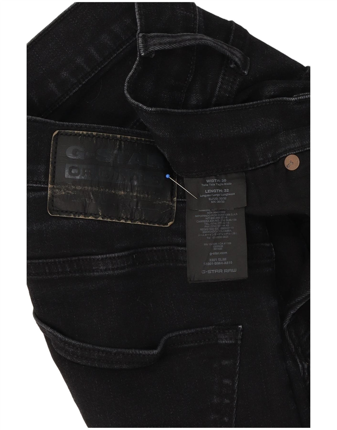G-Star muške 3301 uske traperice W30 L32 crne