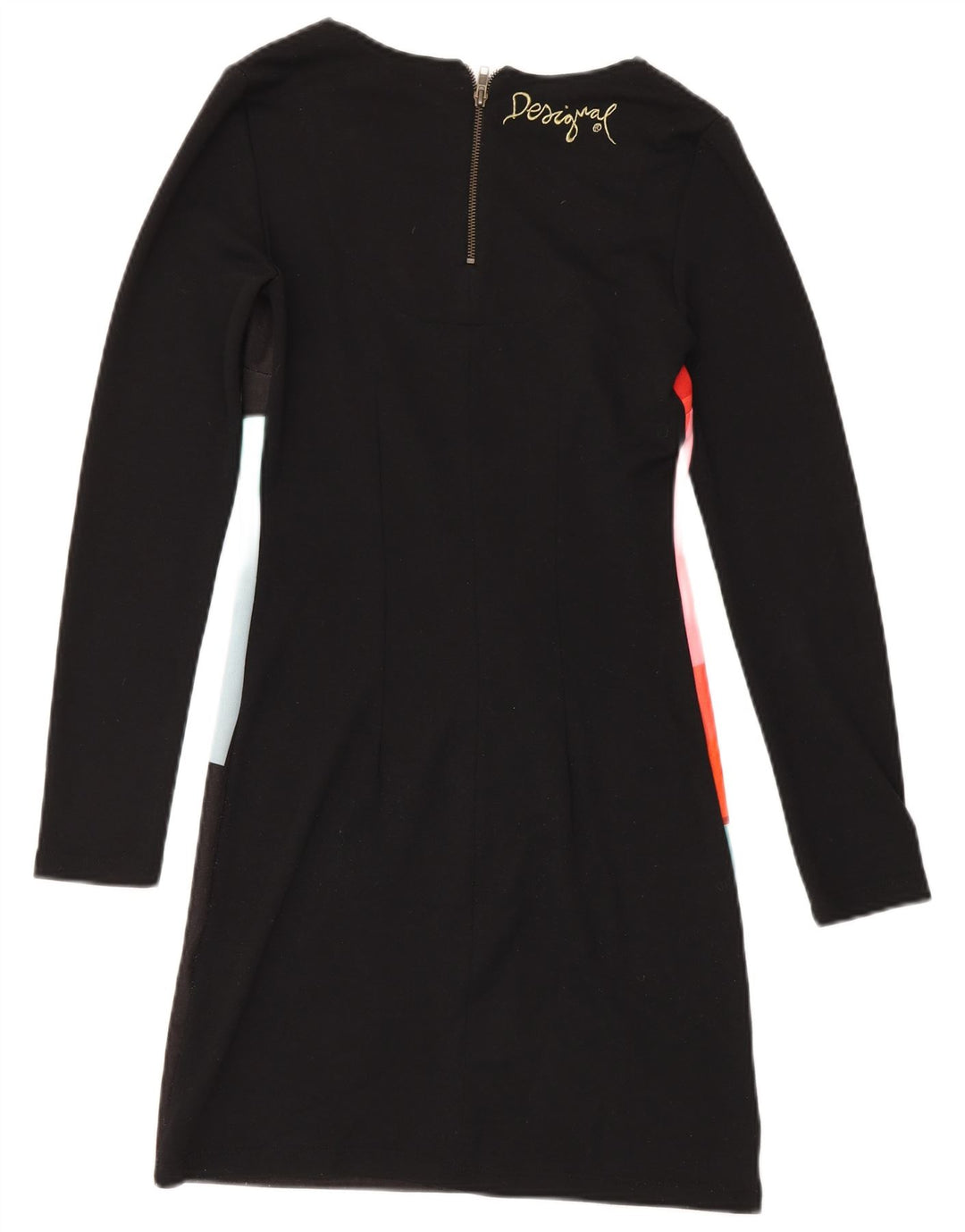 Desigual ženska osnovna haljina UK 12 Srednje crna geometrijska poliesterska haljina