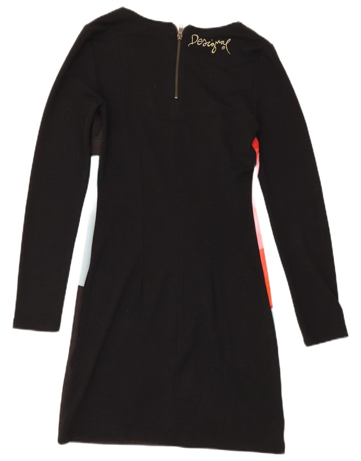 Desigual ženska osnovna haljina UK 12 Srednje crna geometrijska poliesterska haljina