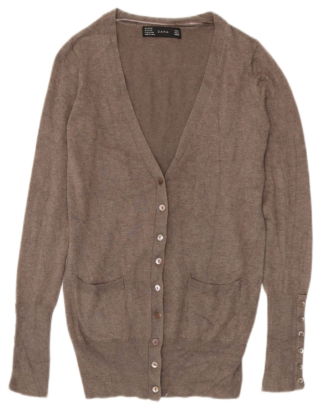 ZARA ženski kardigan pulover UK 10 Small Grey Rayon