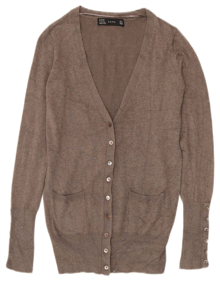 ZARA ženski kardigan pulover UK 10 Small Grey Rayon