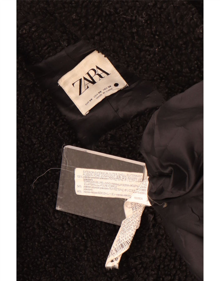 Zara ženski prekomjerni kaput od flisa UK 6 XS crni poliester