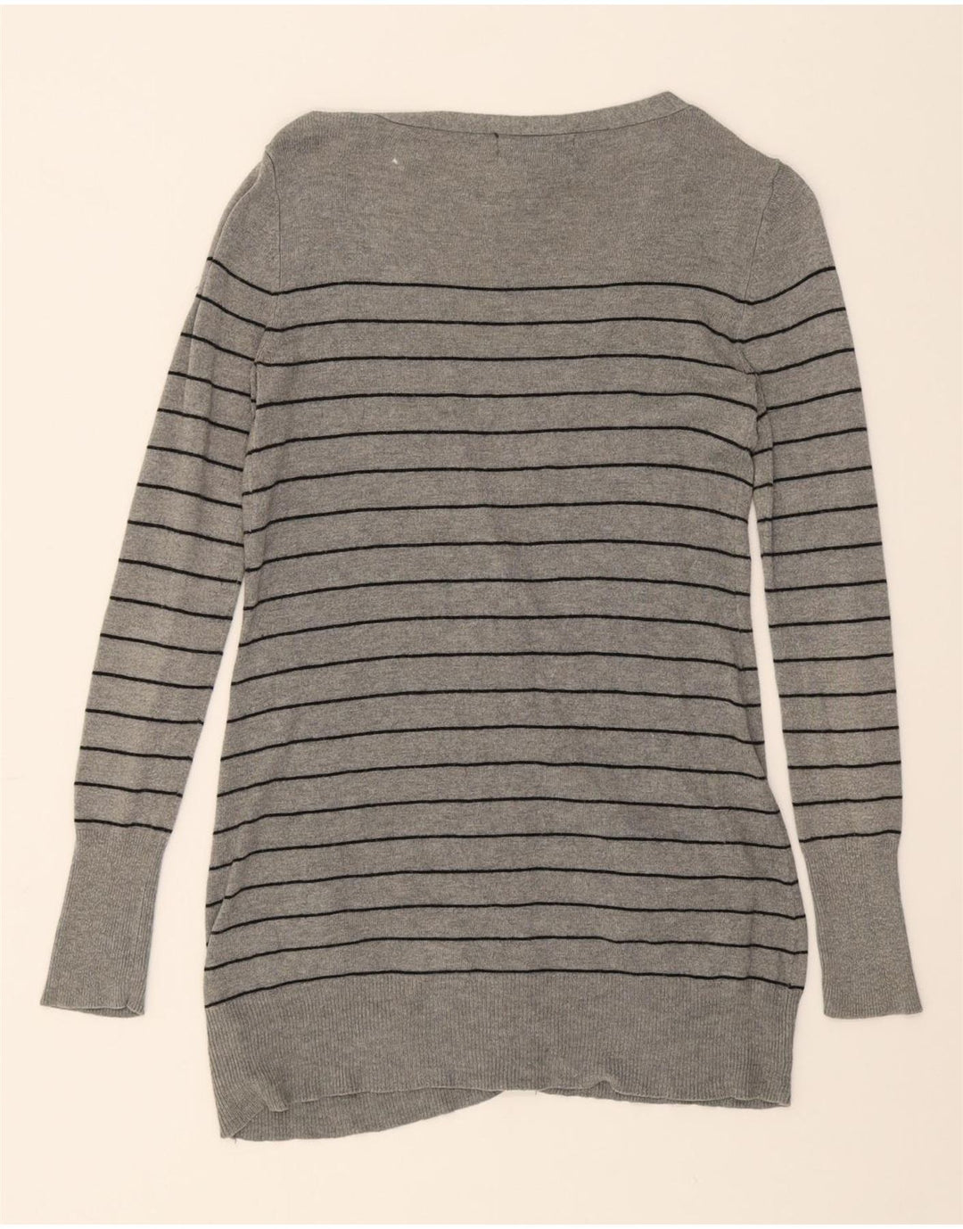 MOSSIMO Womens Cardigan Sweater UK 10 Small Grey Striped Nylon Vintage Mossimo and Second-Hand Mossimo from Messina Hembry 