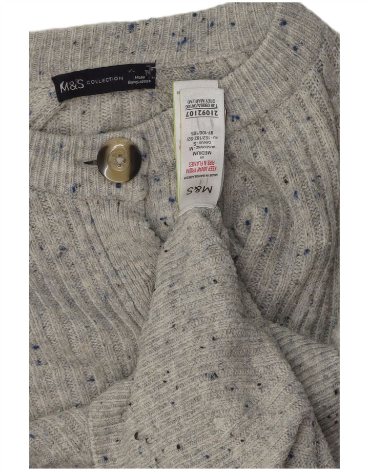 Marks & Spencer ženski kardigan pulover UK 14 Srednje sivi flekasti akril