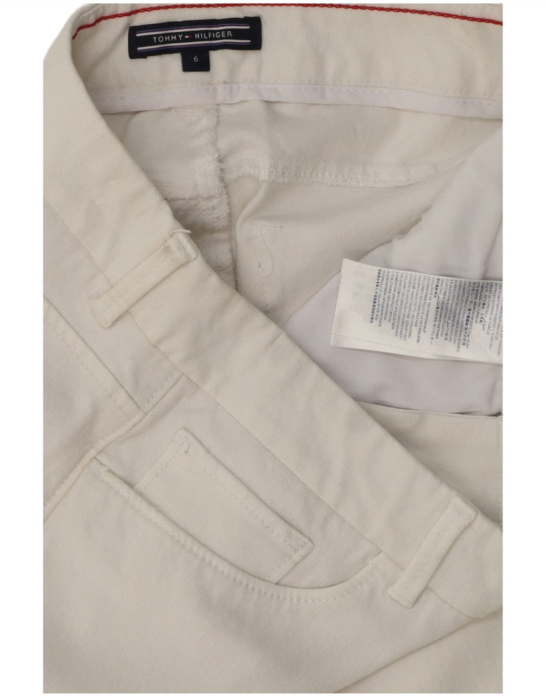 TOMMY HILFIGER Ženske uske traperice US 6 srednje W28 L30 bijeli pamuk