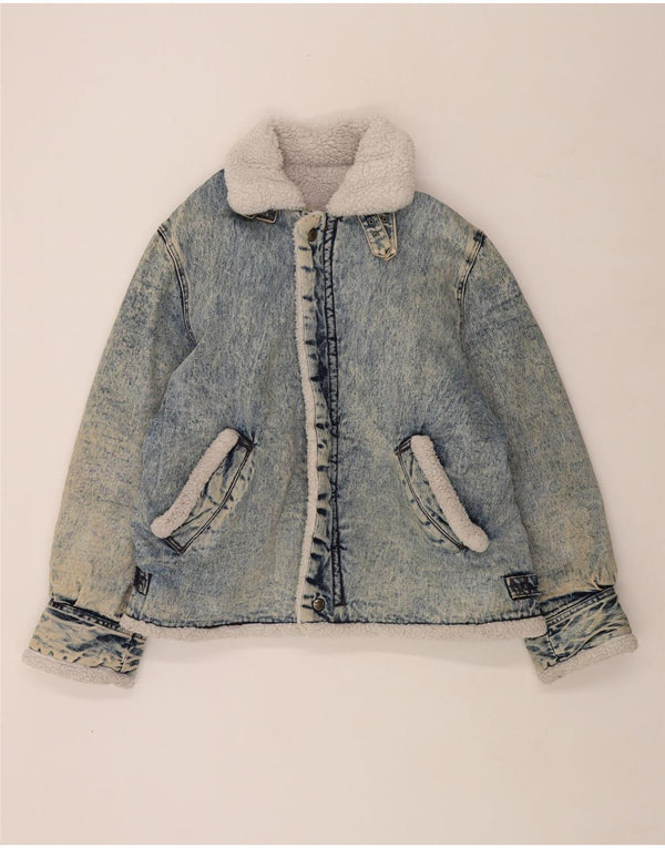 Rifle Mens Sherpa traper jakna UK 40 Large Blue Cotton Retro