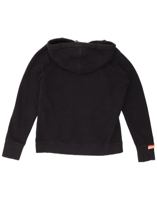 SUPERDRY Womens Graphic Hoodie Jumper UK 16 Large Black Cotton