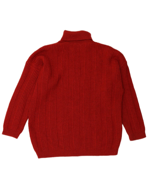 VINTAGE ženski pulover s rol izrezom UK 18 XL Burgundy Fair Isle