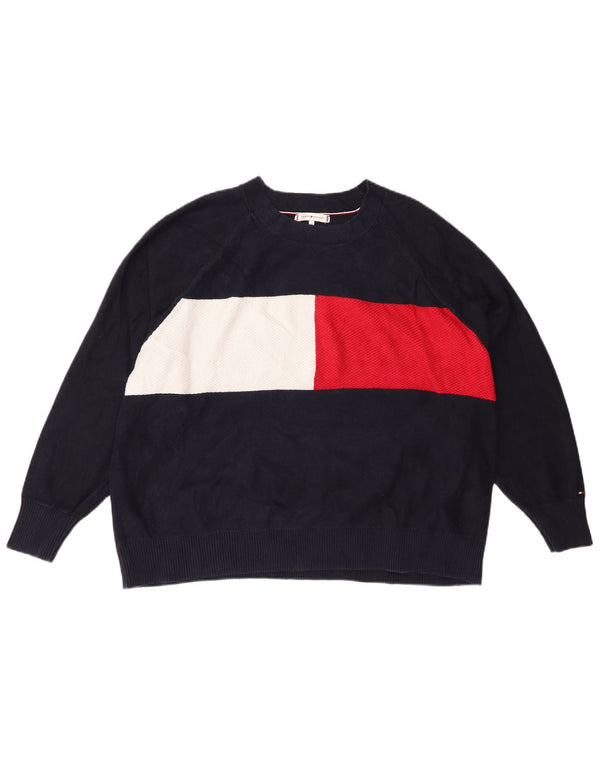 TOMMY HILFIGER Ženski džemper s veznim izrezom IT 48 XL Mornarsko plava