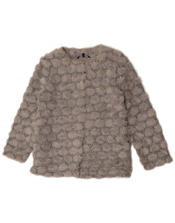 French Connection Ženska jakna sako od umjetnog krzna UK 8 Mali sivi poliester