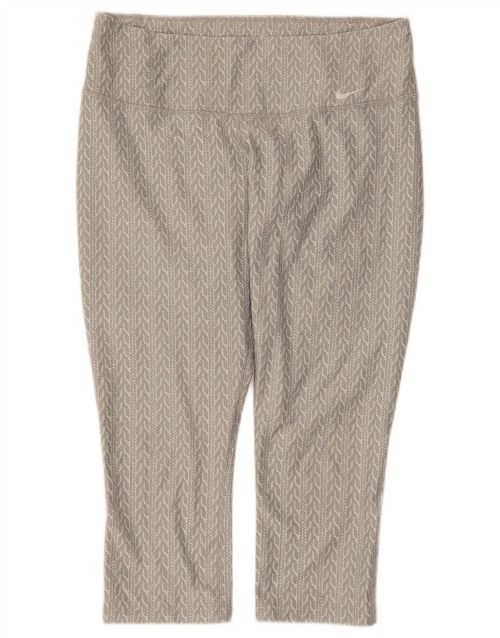 Nike Ženske Dri Fit Capri Leggings UK 14 Srednje sive Geometrijski poliester