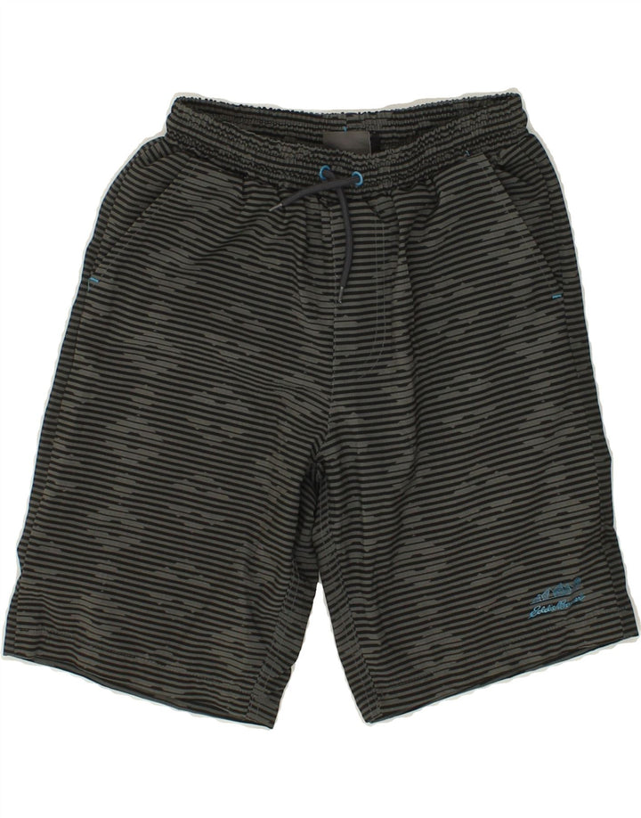 EDDIE BAUER Boys Sport Shorts 10-11 Years Medium  Grey Striped Polyester Vintage Eddie Bauer and Second-Hand Eddie Bauer from Messina Hembry 
