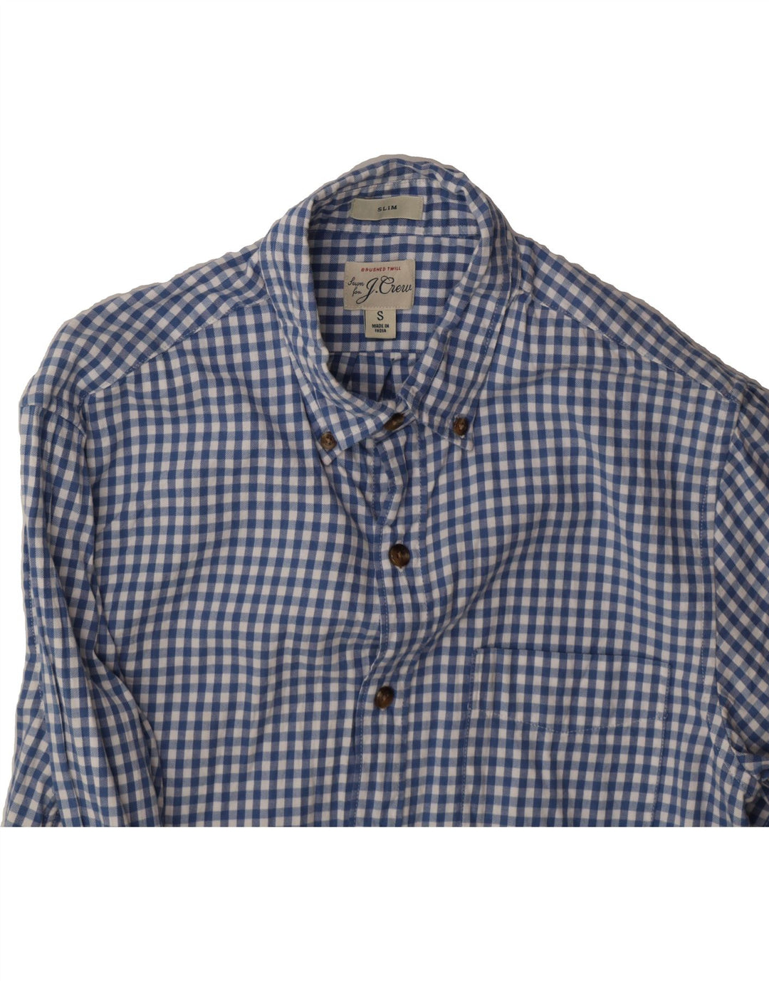 J. CREW Mens Slim Shirt Small Blue Gingham Cotton Vintage J. Crew and Second-Hand J. Crew from Messina Hembry 