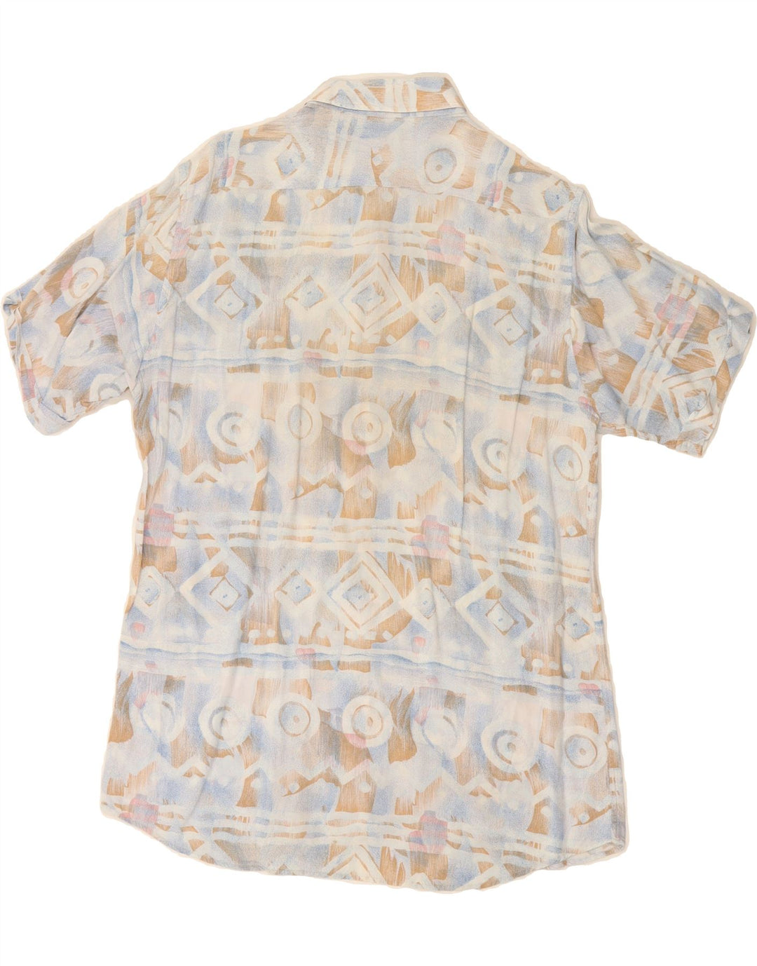 CASSERA Mens Short Sleeve Shirt Medium Blue Geometric Vintage Cassera and Second-Hand Cassera from Messina Hembry 