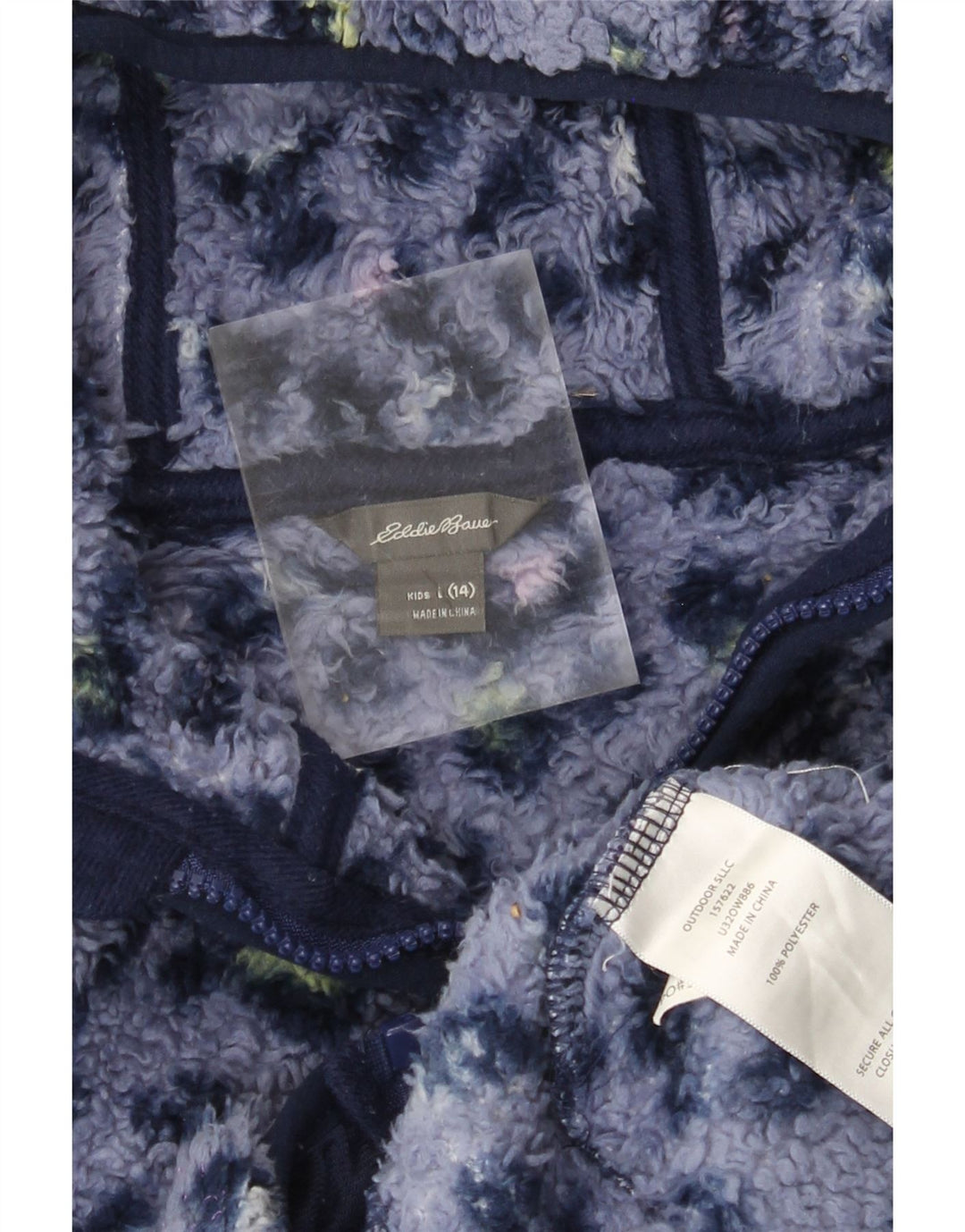 EDDIE BAUER Flis jakna s kapuljačom za djevojčice 13-14 godina, veliki plavi životinjski print