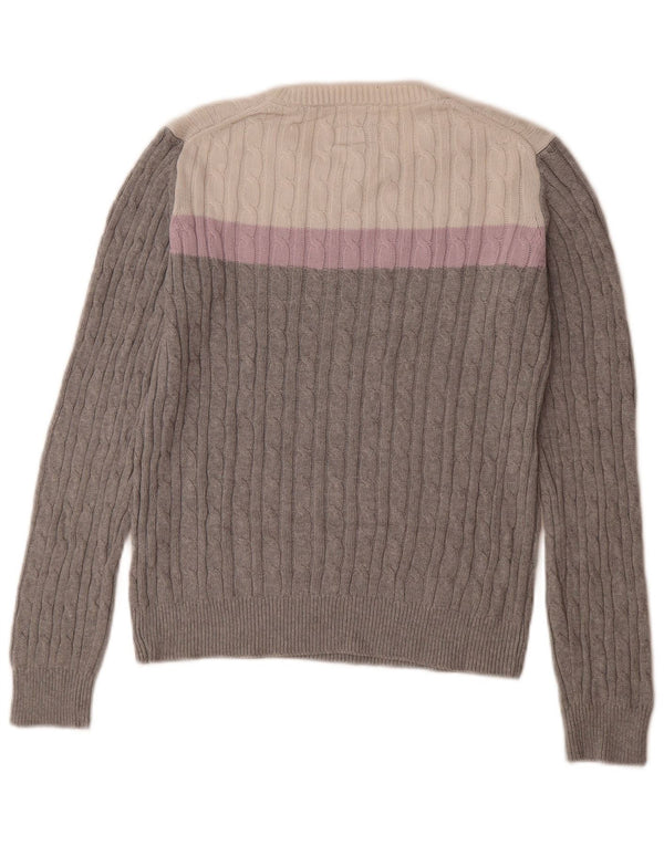 Jack Wills Womens Crew Neck Jumper Sweater UK 10 Small Grey Colourblock