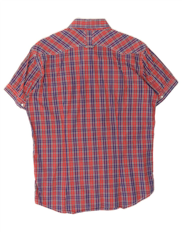 VINTAGE Mens Short Sleeve Shirt Large Red Check Cotton Vintage Vintage and Second-Hand Vintage from Messina Hembry 