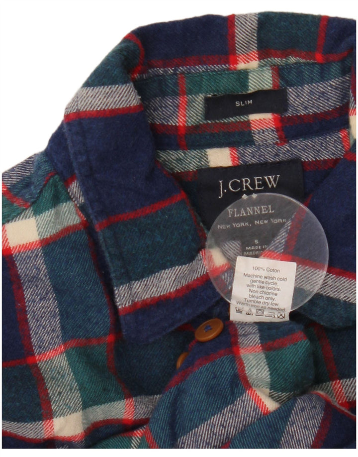 J. CREW Muška tanka flanelska košulja, mali tamnoplavi karirani pamuk