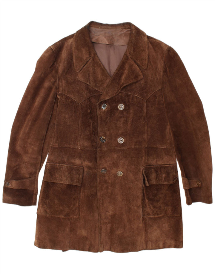 VINTAGE muški dvoredni kaput od antilopa UK 40 veliki smeđi