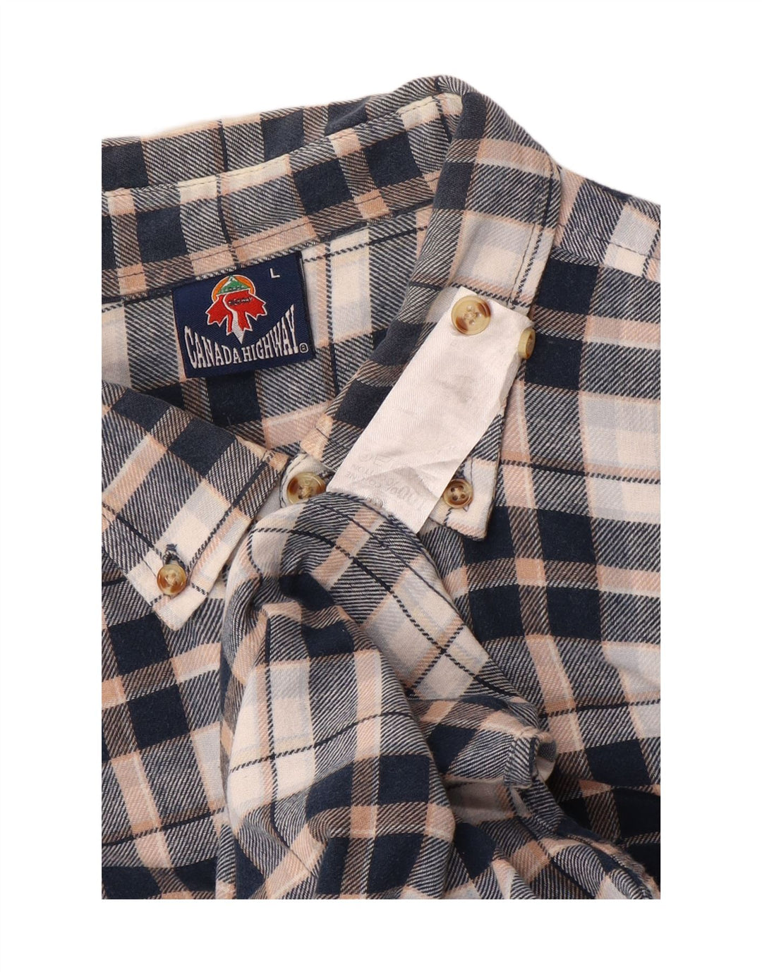 Vintage muška flanelska košulja, veliki tamnoplavi karirani pamuk
