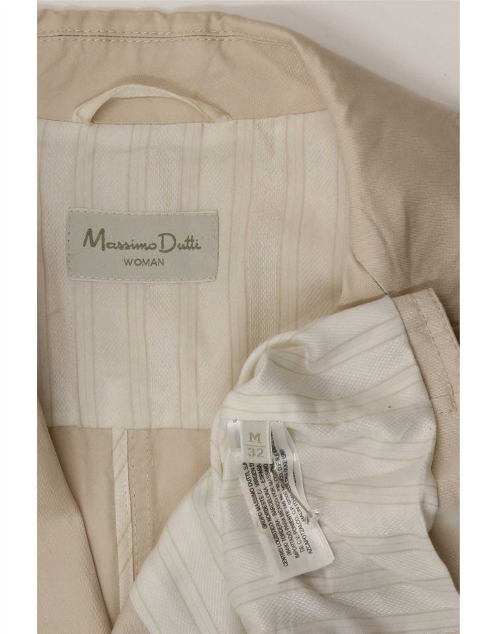Massimo Dutti Womens 2 Button Blazer Jacket UK 12 Medium Beige Cotton