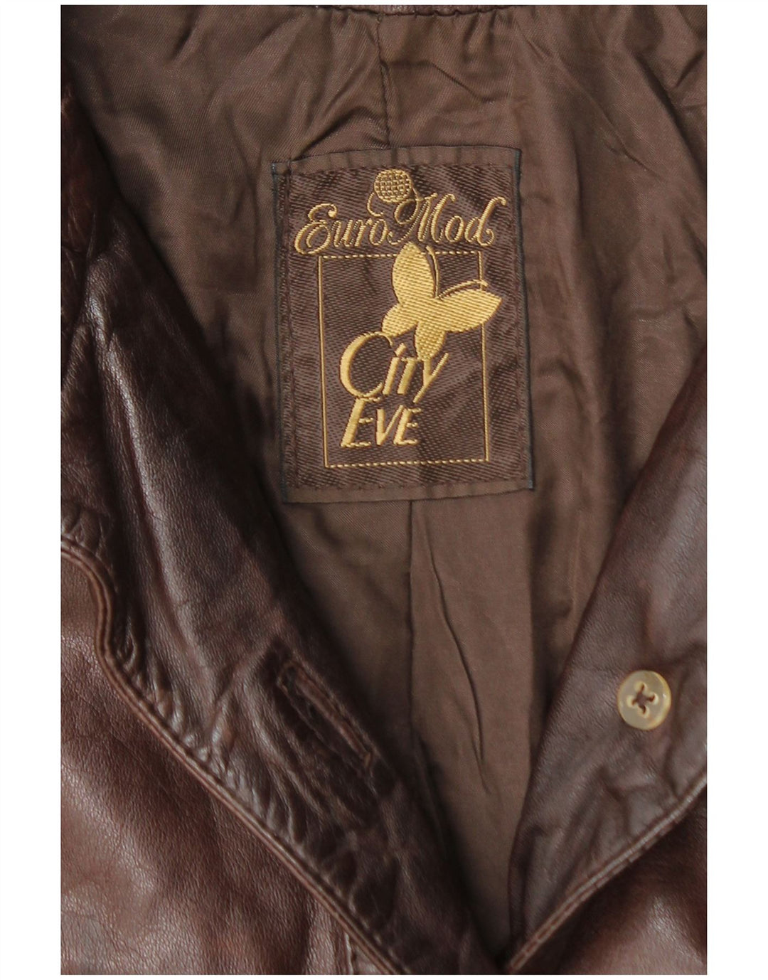 VINTAGE ženski kožni kaput UK 14 Srednje smeđa