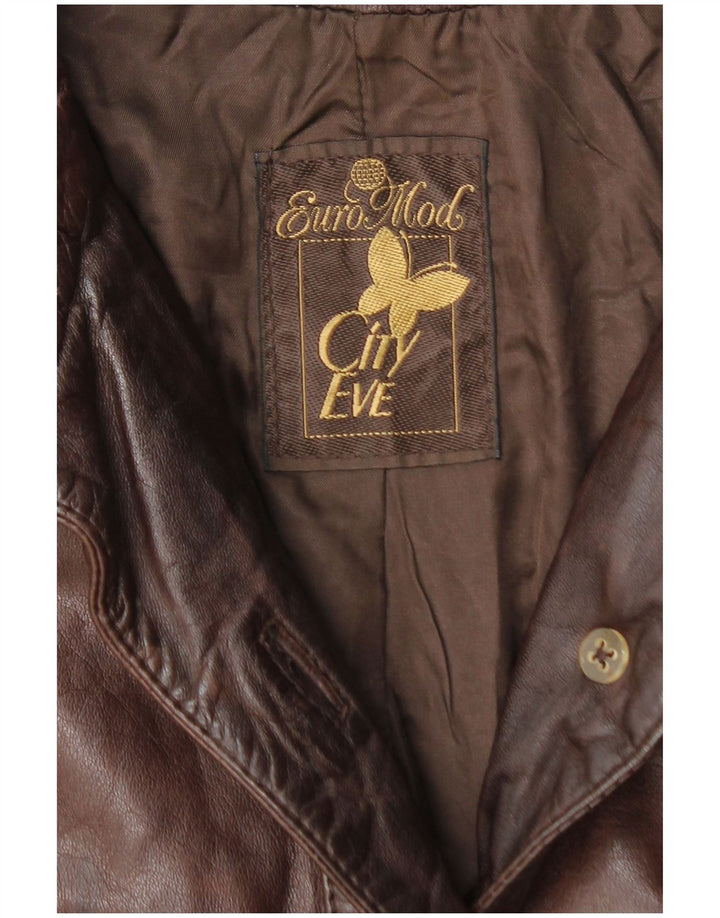 VINTAGE ženski kožni kaput UK 14 Srednje smeđa