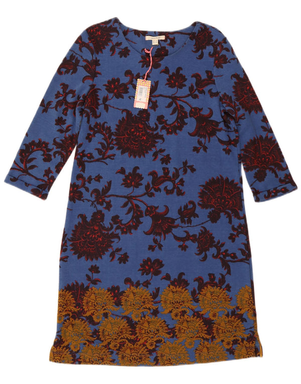 WHITE STUFF Ženska plava haljina s 3/4 rukavima UK 12 Srednje plava cvjetna