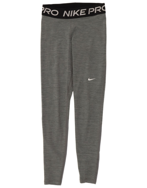 Nike Ženske Dri Fit Graphic Leggings UK 10 Small Gray Colourblock