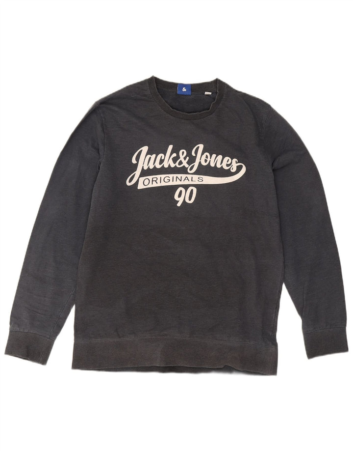 Jack & Jones, veliki sivi pamučni džemper s grafičkim motivima