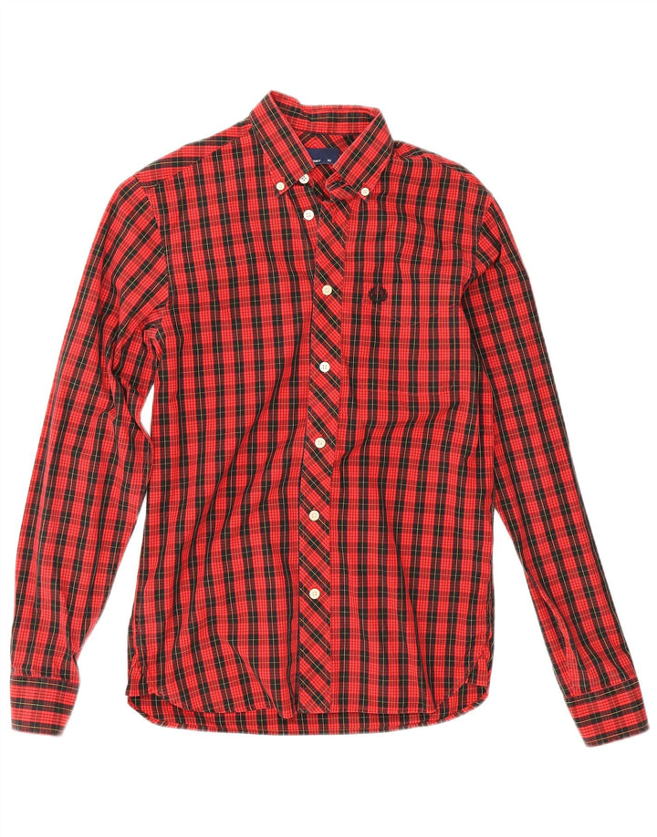 Fred Perry muška košulja XS crveni karirani pamuk