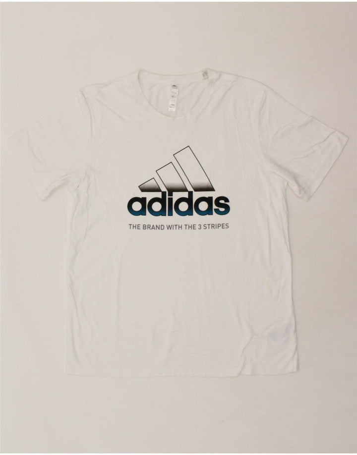 ADIDAS Mens Graphic T-Shirt Top Medium White Cotton Vintage Adidas and Second-Hand Adidas from Messina Hembry 