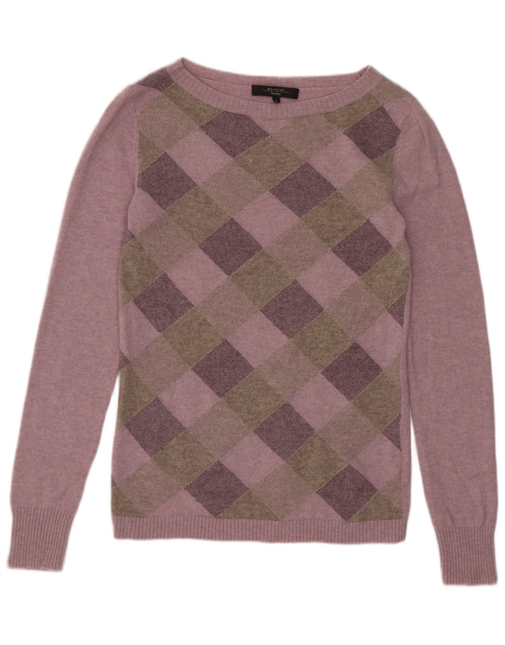 Max Mara ženski pulover s veznim izrezom UK 12 Srednje ljubičasta karirana