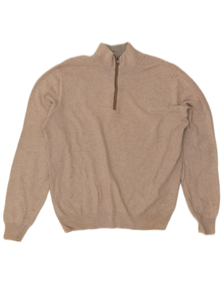 Massimo Dutti muški džemper s izrezom i srednjim bež pamukom