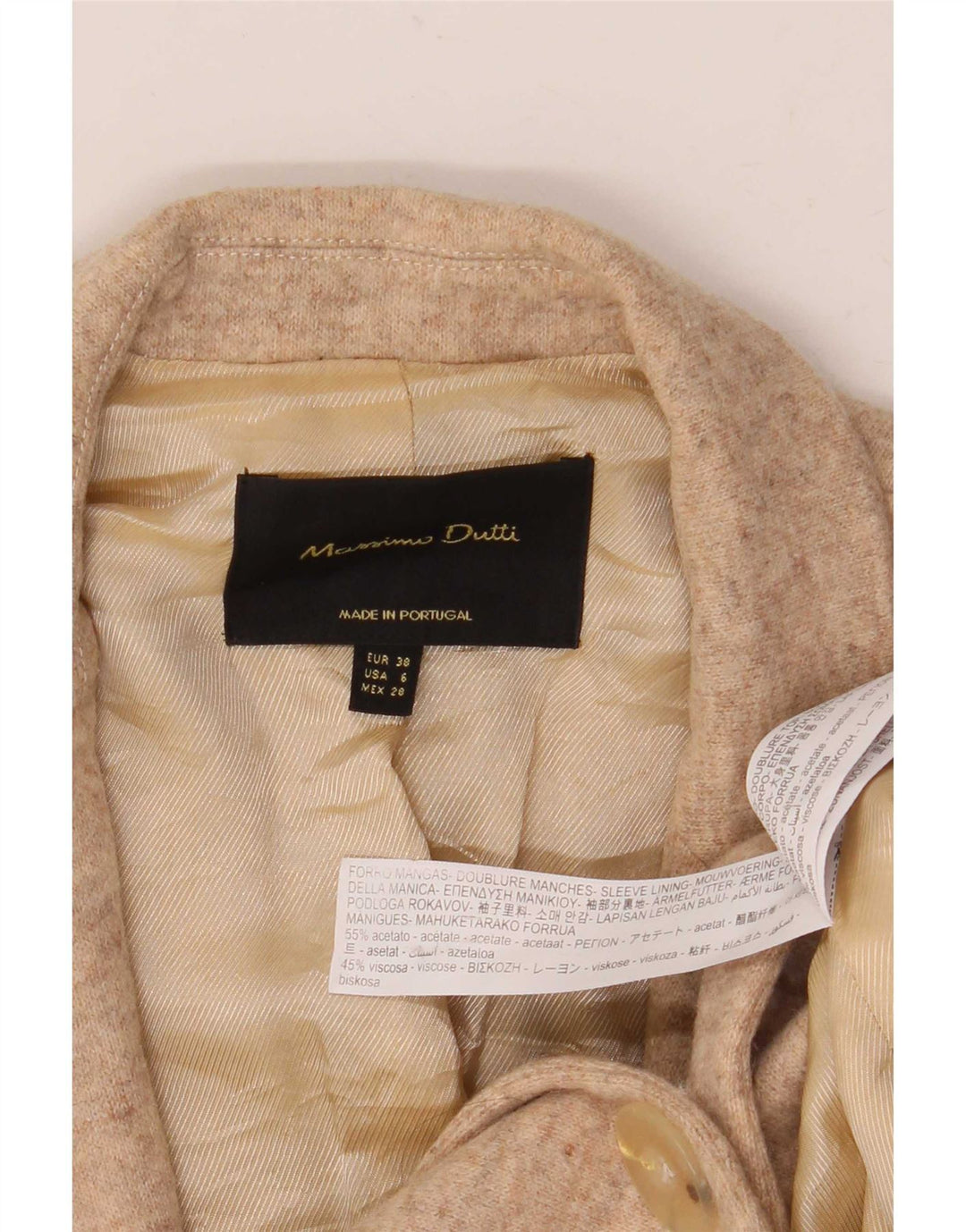 Ženska pletena jakna sa 1 gumbom Massimo Dutti EU 38 Mala bež flekasta