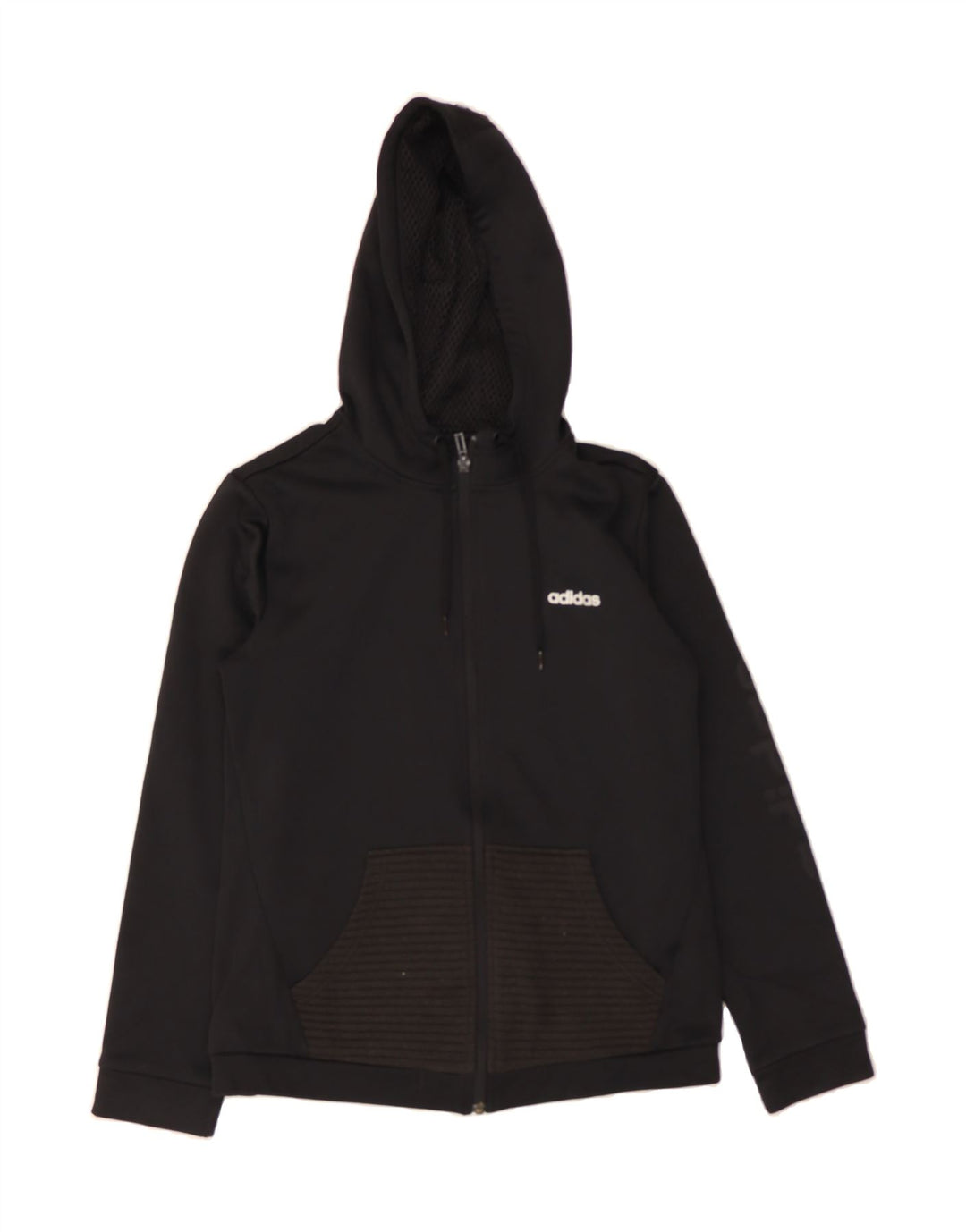 ADIDAS Womens Zip Hoodie Sweater UK 12/14 Medium Black Polyester Vintage Adidas and Second-Hand Adidas from Messina Hembry 