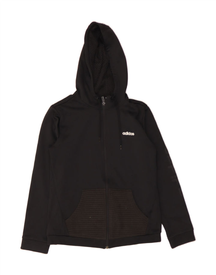 ADIDAS Womens Zip Hoodie Sweater UK 12/14 Medium Black Polyester Vintage Adidas and Second-Hand Adidas from Messina Hembry 