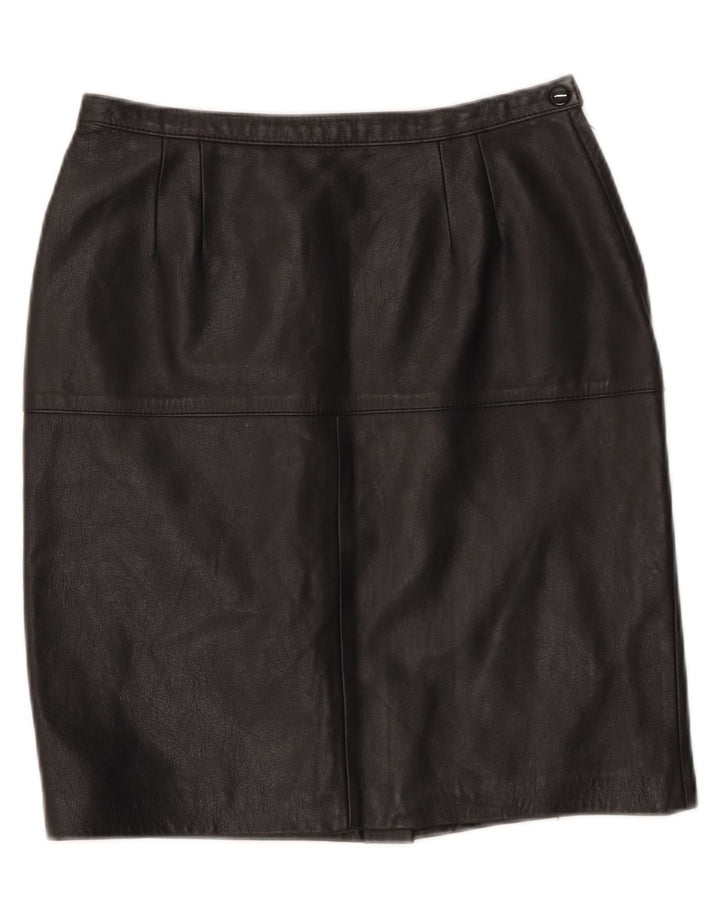 VINTAGE Womens Leather Skirt IT 44 Medium W27 Black Leather