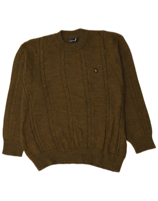 Vintage muški džemper s okruglim izrezom IT 56 XL kaki poliakril
