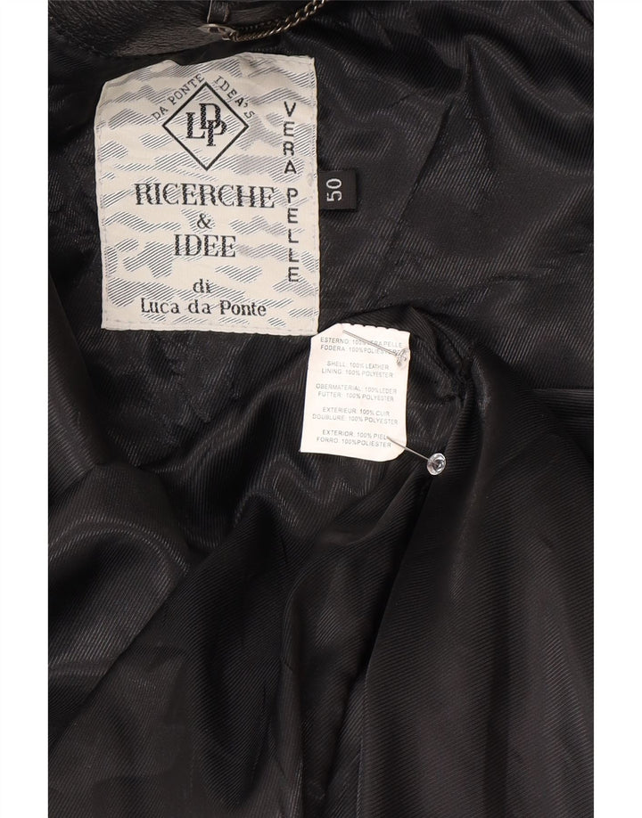 Vintage ženski preveliki kožni kaput IT 50 XL crna koža