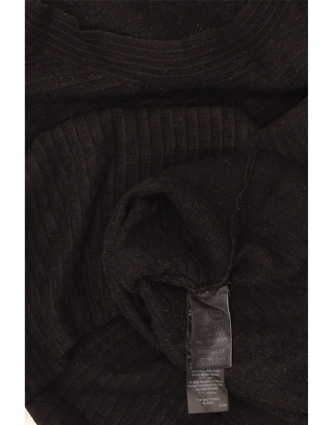 MARKS & SPENCER Womens Boat Neck Jumper Sweater UK 12 Medium Black Viscose Vintage Marks & Spencer and Second-Hand Marks & Spencer from Messina Hembry 