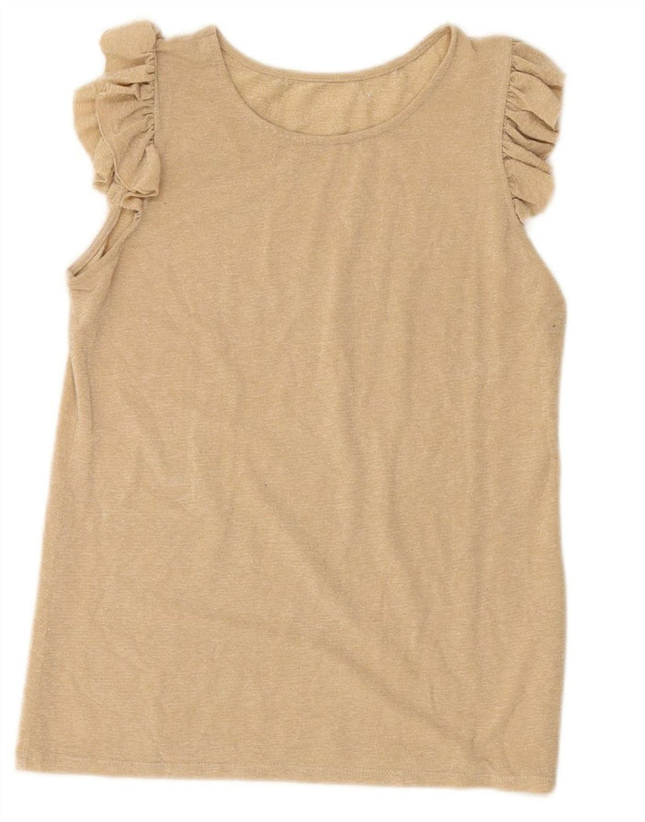 VINTAGE Womens Blouse Top UK 12 Medium Beige