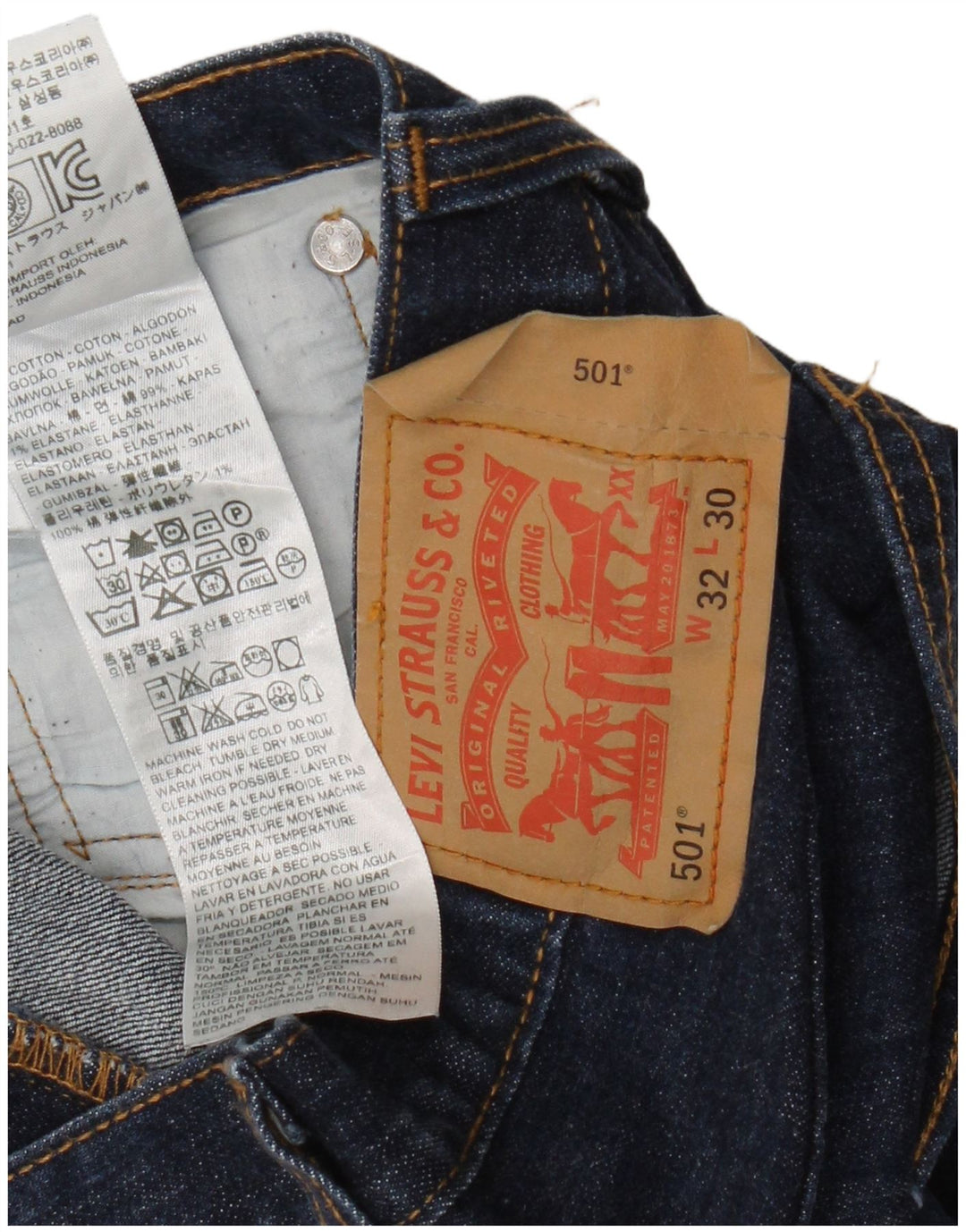 Levi's muške 501 traper kratke hlače W32 srednje tamnoplavi pamuk