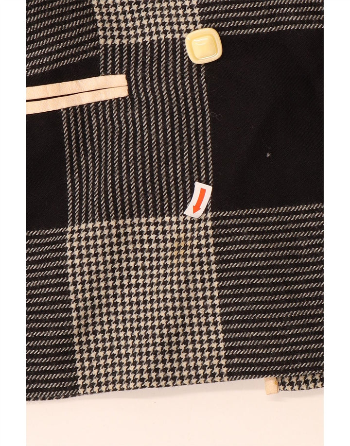 Vintage ženski blejzer sako s dvostrukim kopčanjem UK 14 srednje crne ptičje zube