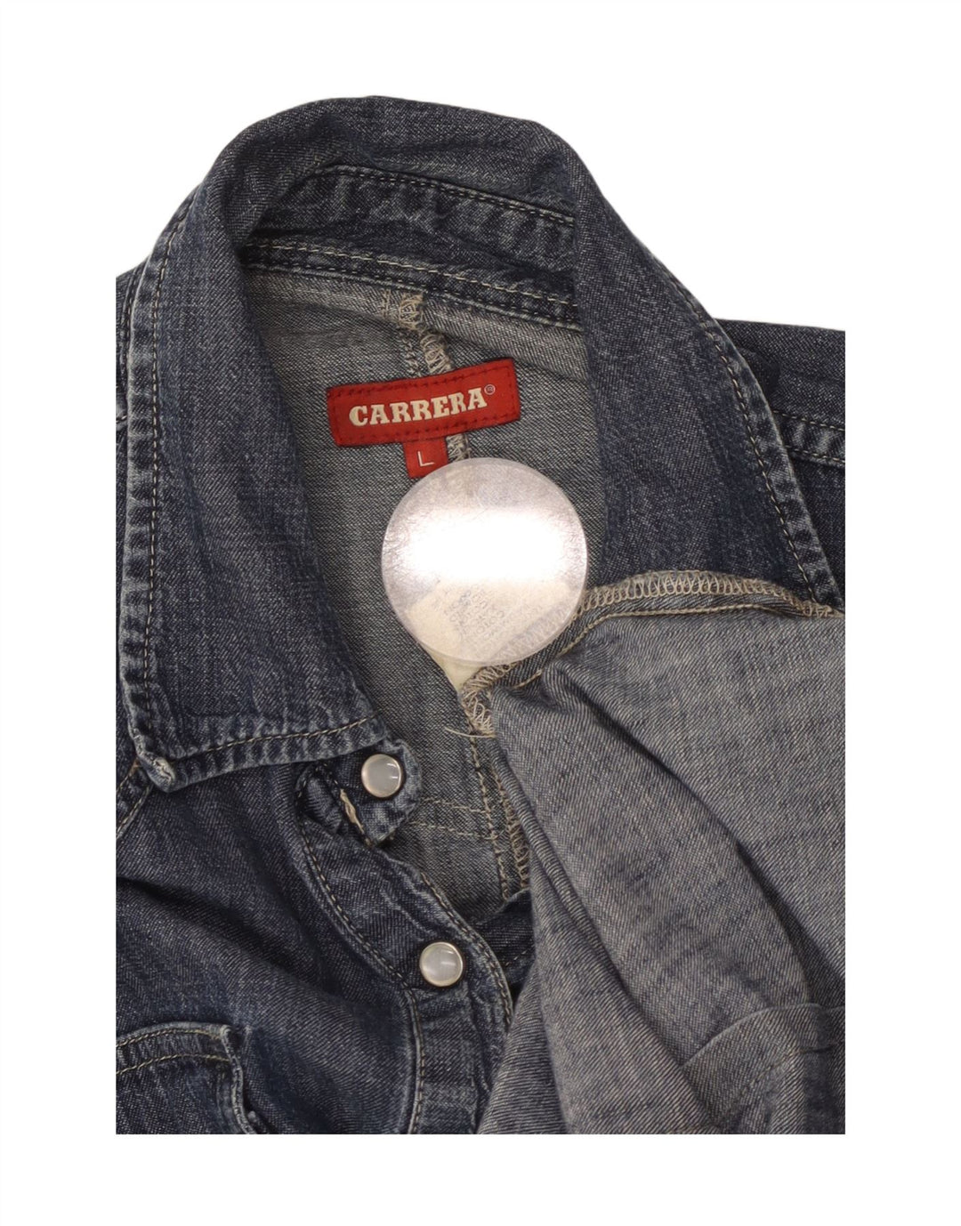 CARRERA Womens Denim Shirt UK 14 Large Blue Cotton