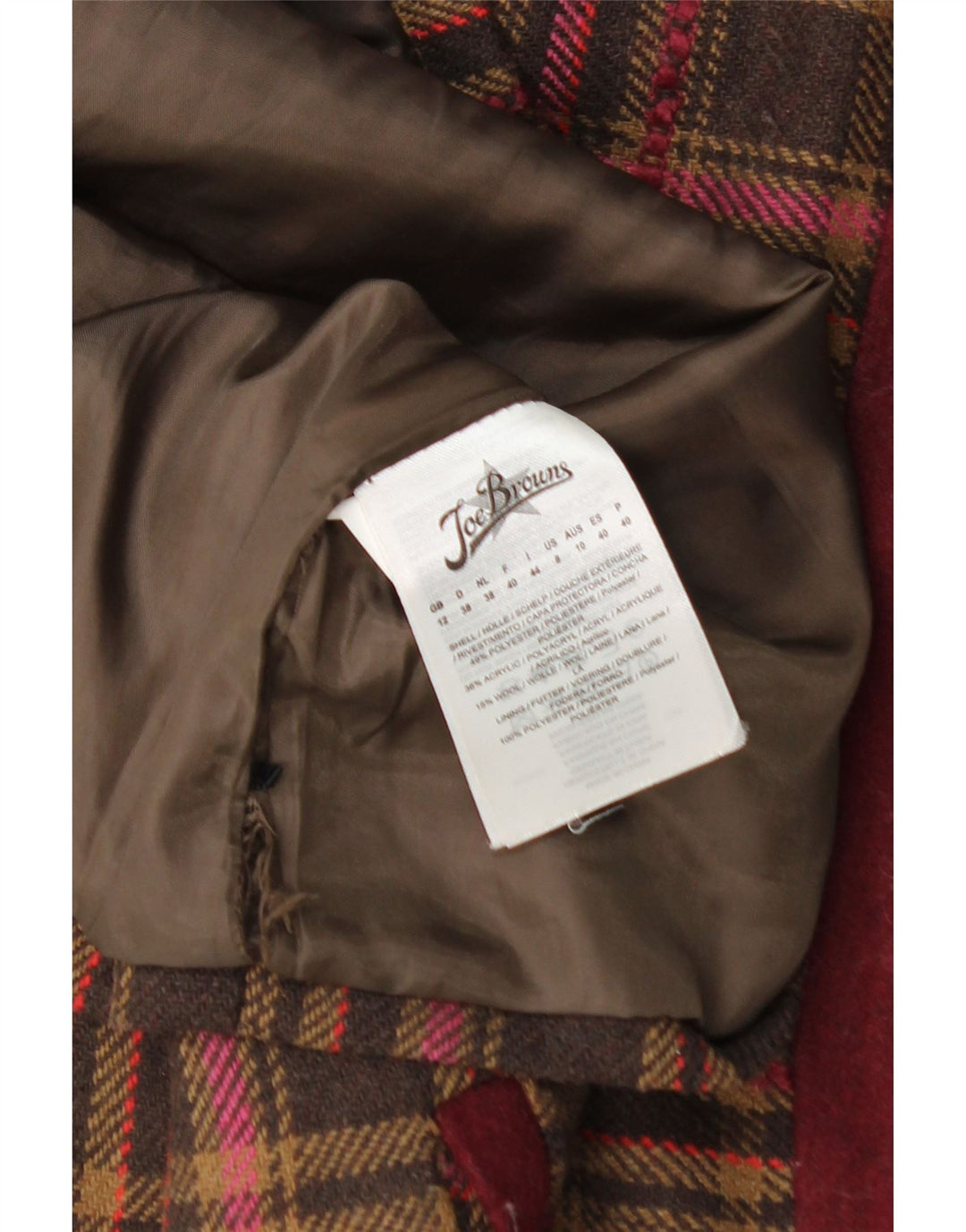 JOE BROWNS Ženska mini suknja UK 12 Srednje W32 Smeđi karirani akril