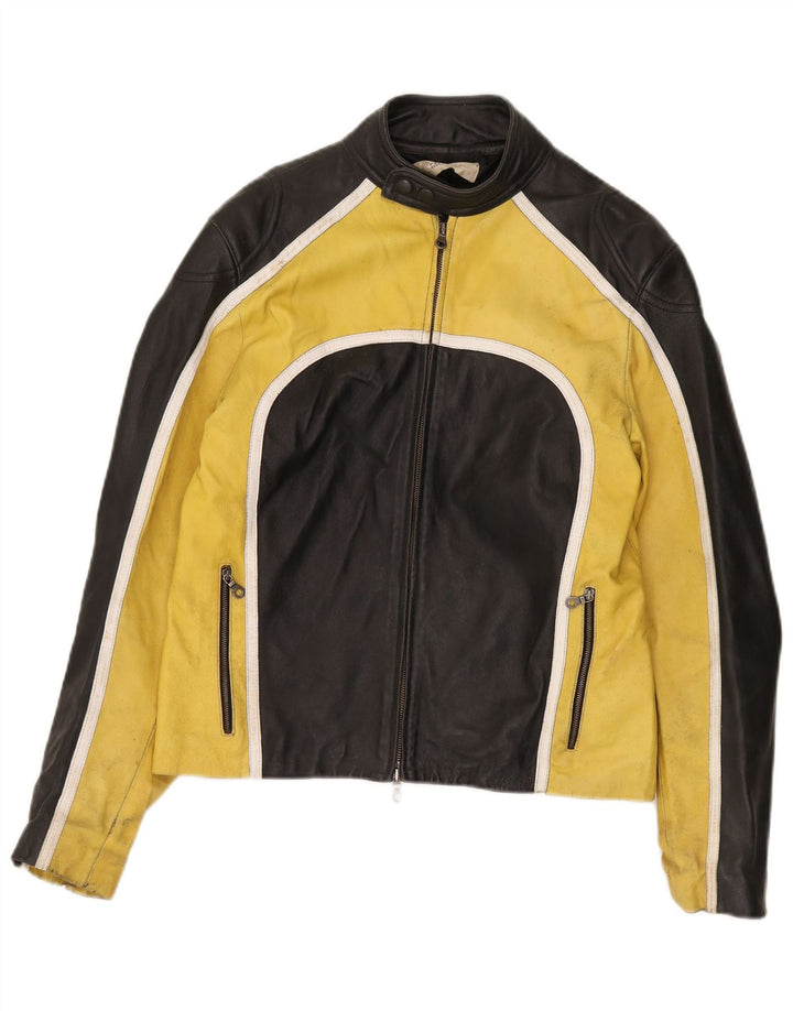 VINTAGE muška kožna trkaća jakna IT 48 Srednje crna koža u boji