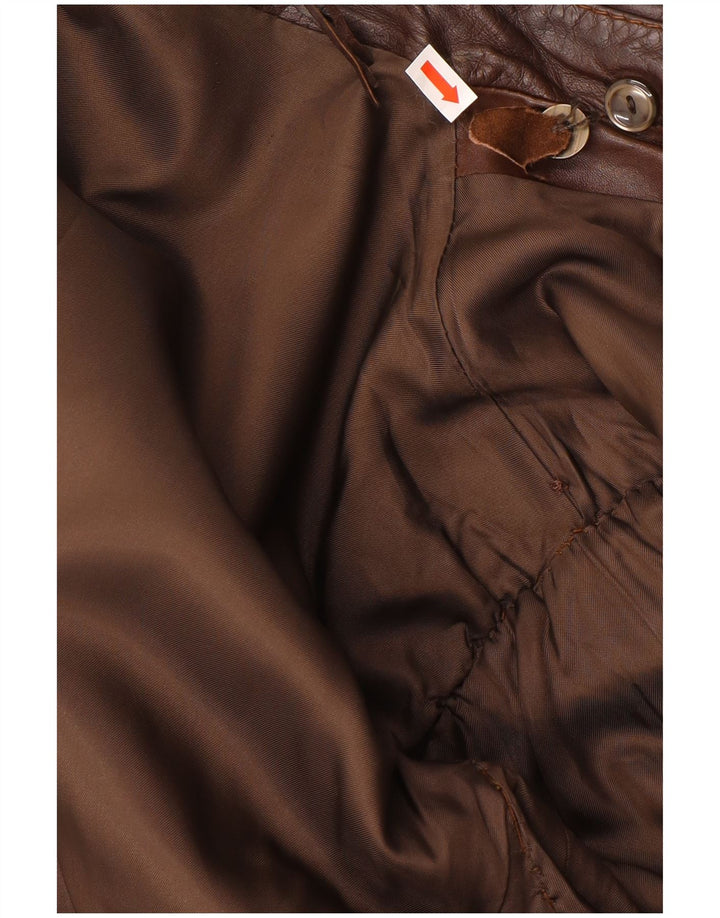 Vintage muški kožni kaput s dvostrukim kopčanjem UK 38 srednje smeđe boje