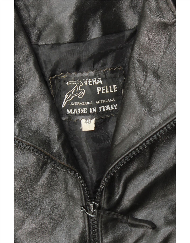 VINTAGE ženski kožni kaput IT 48 XL crna koža